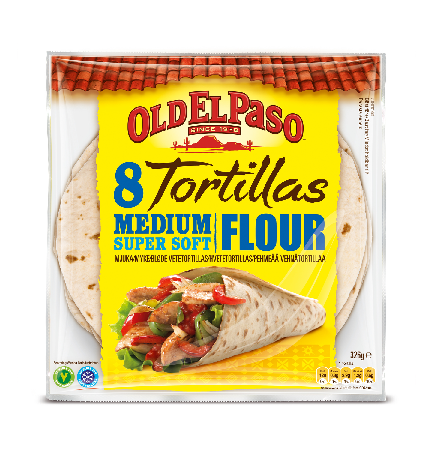 Old El Paso Flour Tortilla x8 / 326g Medium Size | K-Ruoka Verkkokauppa