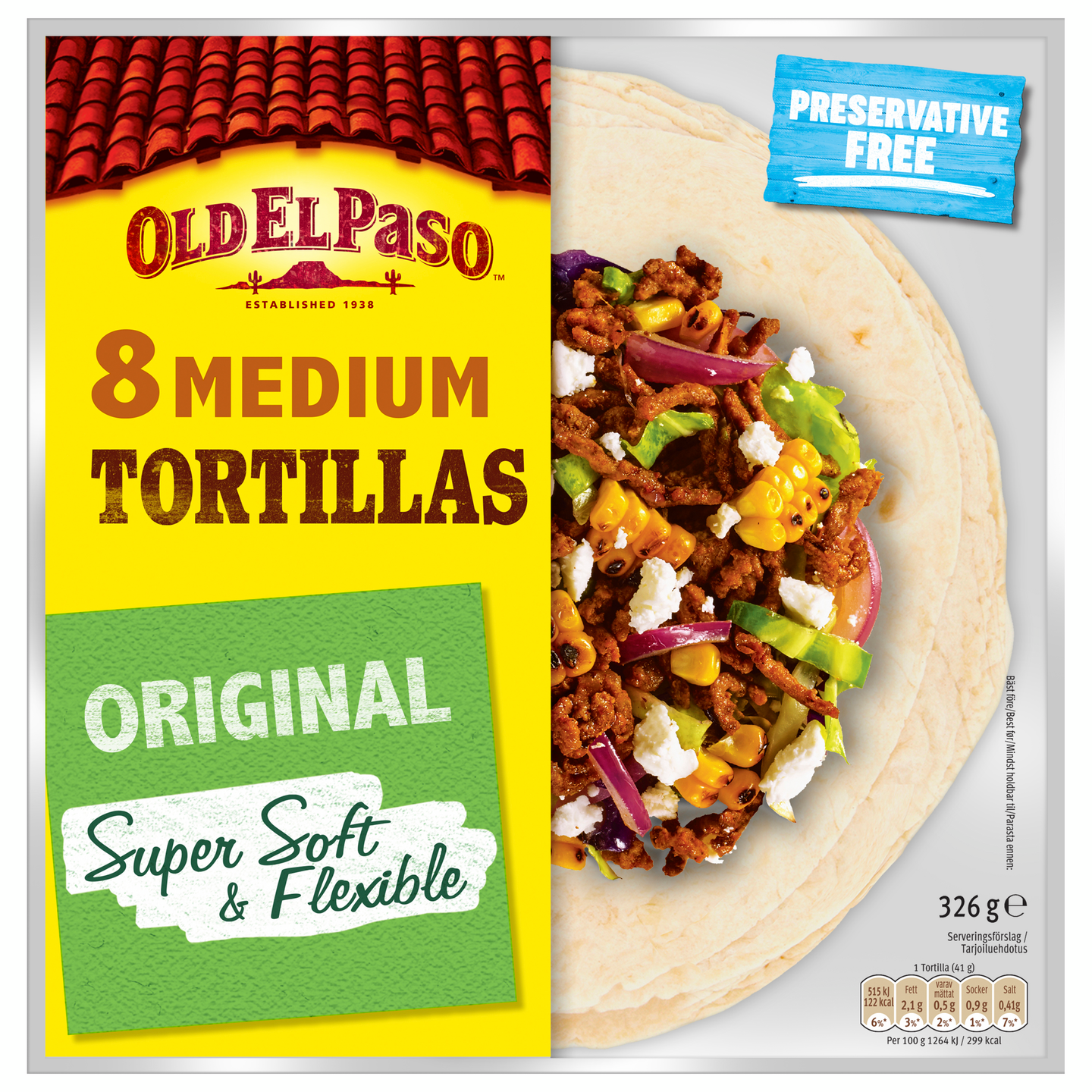 Old El Paso VL 144x 326g vehnätortilla Medium