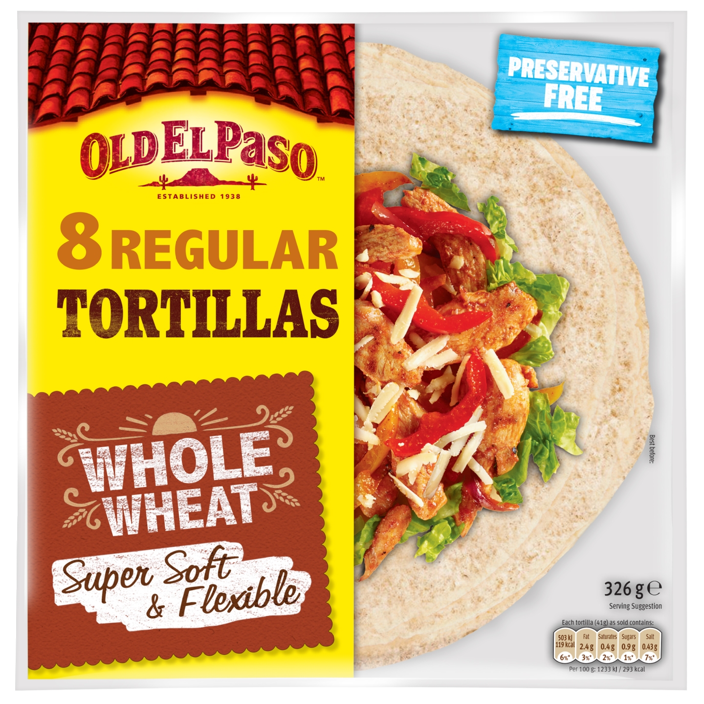 Old El Paso Täysjyvävehnätortilla 326g Medium