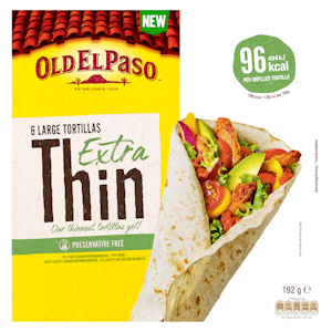 Old El Paso Extra Thin Tortillas 192g Ohuet vehnätortillat