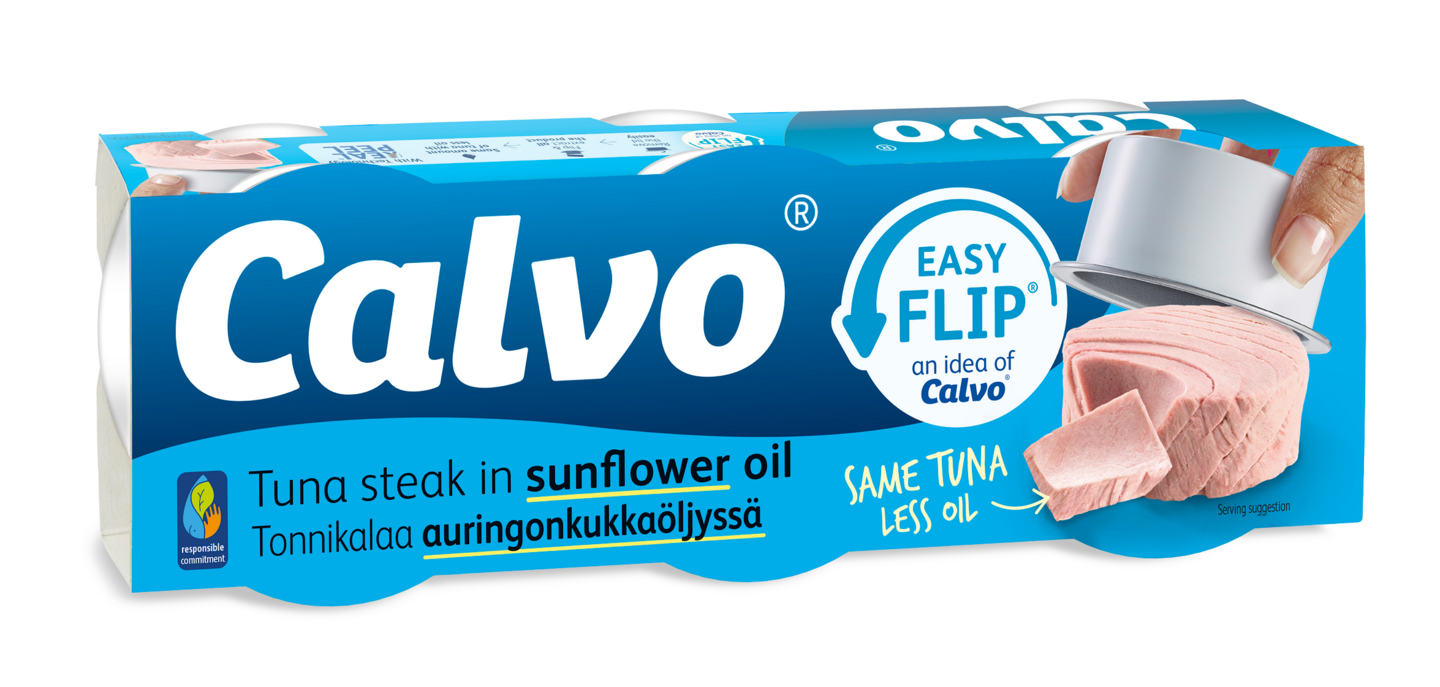 Calvo tonnikala auringonkukkaöljyssä 3x65g/52g VARTTILAVA