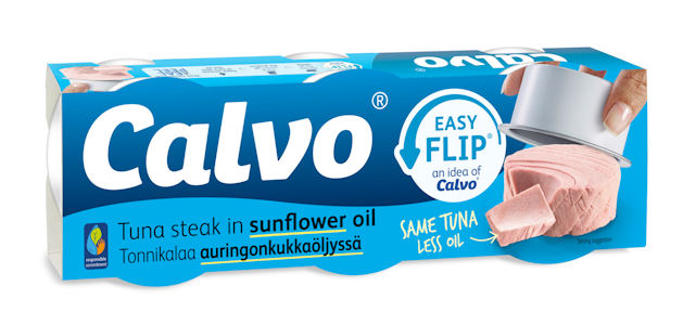 Calvo tonnikala auringonkukkaöljyssä 3x65g/52g VARTTILAVA