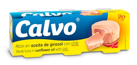 Calvo tonnikala auringonkukkaöljyssä chilillä 3 x 80g/52g