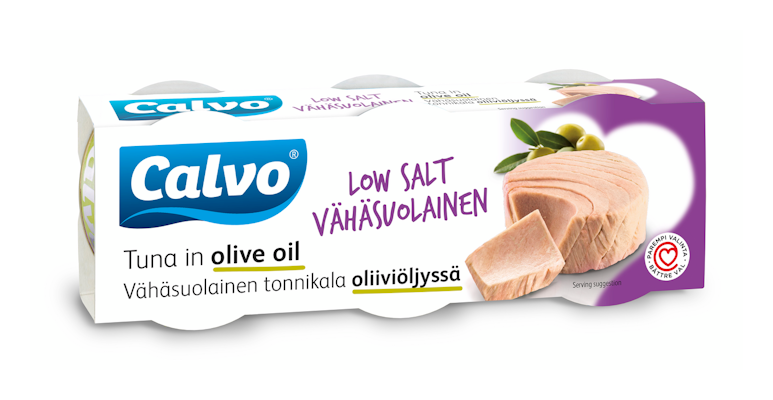 Calvo vähäsuolainen tonnikala oliiviöljyssä 3 x 80g/52g
