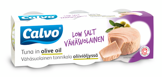 Calvo vähäsuolainen tonnikala oliiviöljyssä 3 x 80g/52g