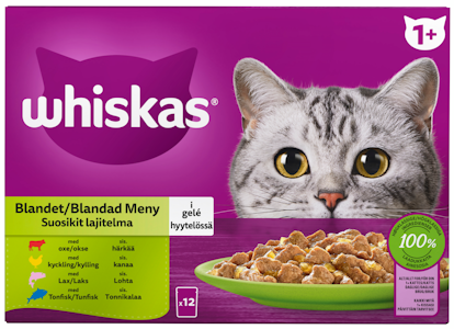 Whiskas 1+ suosikit lajitelma hyytelössä 12x85g