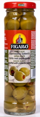 Figaro vihreä oliivi 142g/85g paprikapasta täytteellä