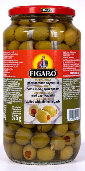 Figaro vihreä oliivi 935g/575g paprikatahnatäyte