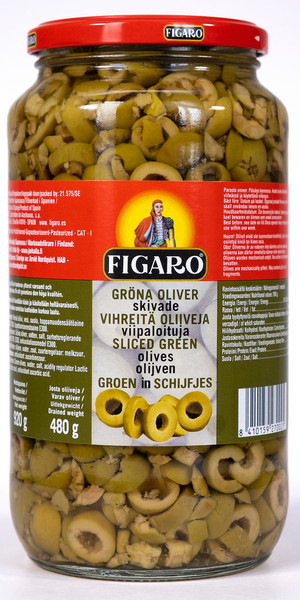 Figaro vihreä oliivi 935g/480g viipaloitu