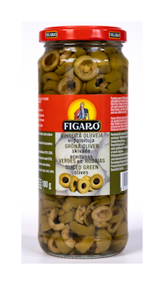 Figaro vihreitä oliiveja 340g/180g viipaloituja