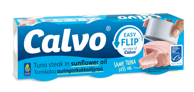 Calvo tonnikalaa auringonkukkaöljyssä 3x65g/52g MSC