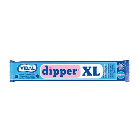 Vidal Dipper XL vadelmanmakuinen pehmeä toffeepatukka 10,5g