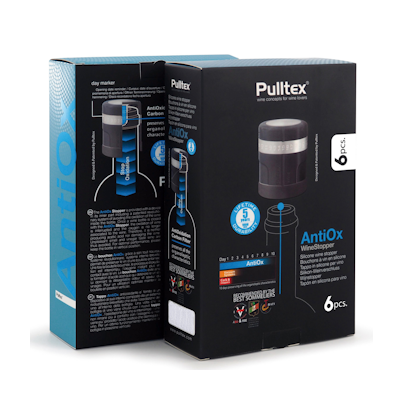 Pulltex AntiOx-viinistopperi korkki 6kpl silikonikorkki aktiivihiilisuodattimella