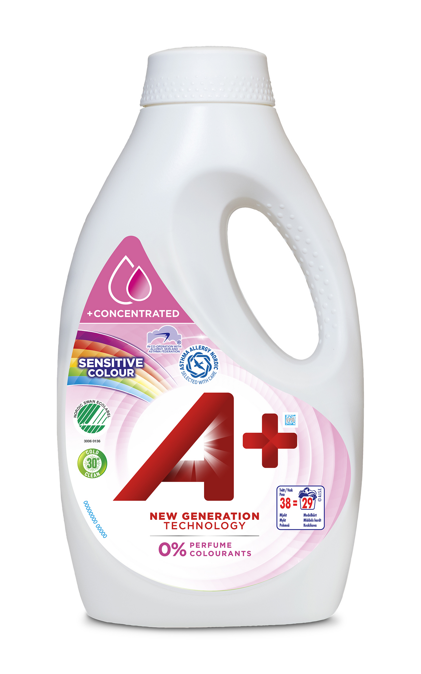 A+ pyykinpesuneste 1520ml Sensitive Color