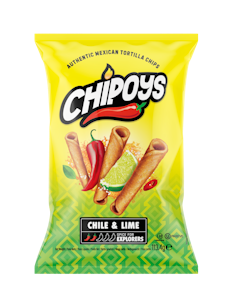 Chipoys Chilin- ja limetinmakuiset tortillasipsit 113,4g Chile & Lime