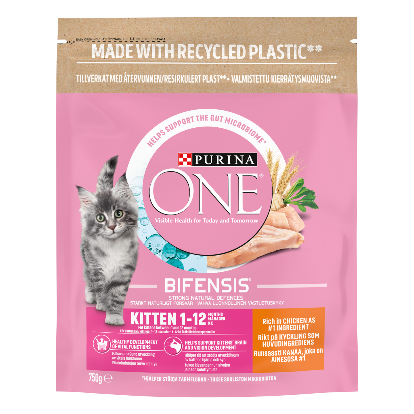 Purina One Kitten kana ja täysjyvä kissanruoka 750g