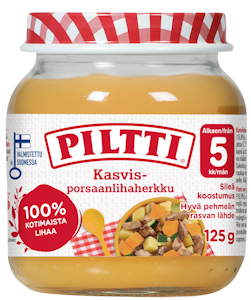 Piltti Kasvis-porsaanlihaherkku lastenateria 125g 5kk