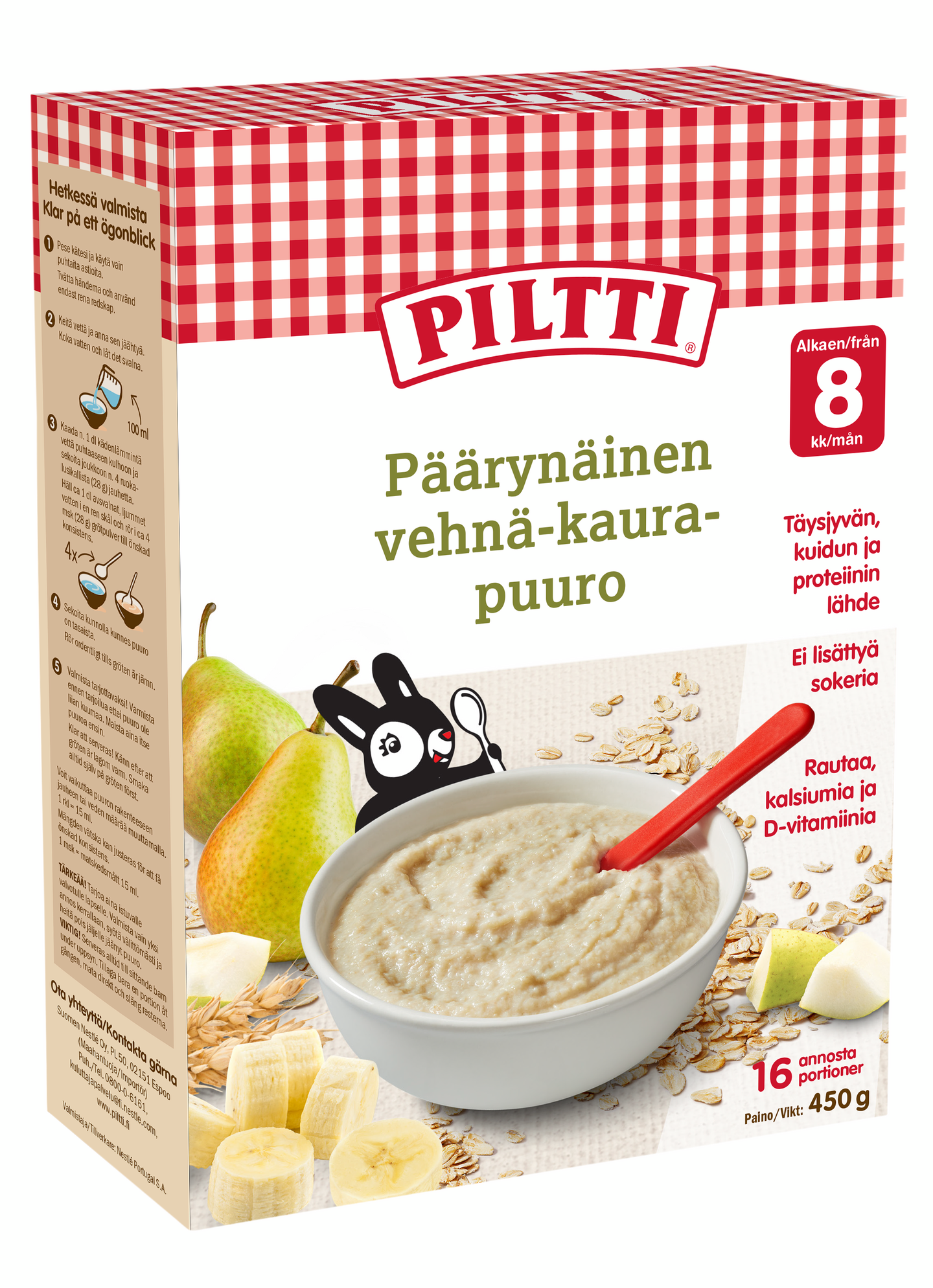 Piltti Päärynäinen vehnä-kaurapuuro 8kk 450g