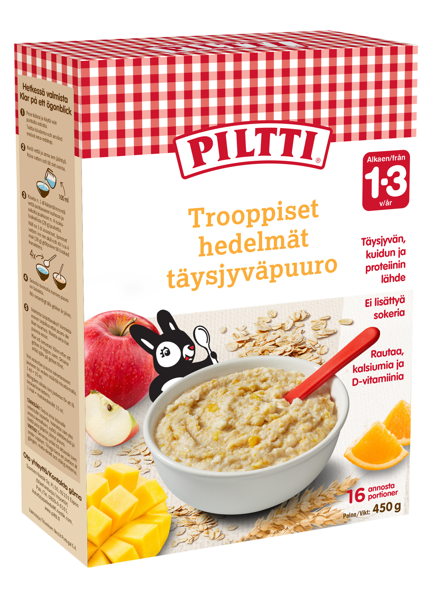 Piltti Trooppiset hedelmät täysjyväpuurojauhe 1-3v 450g