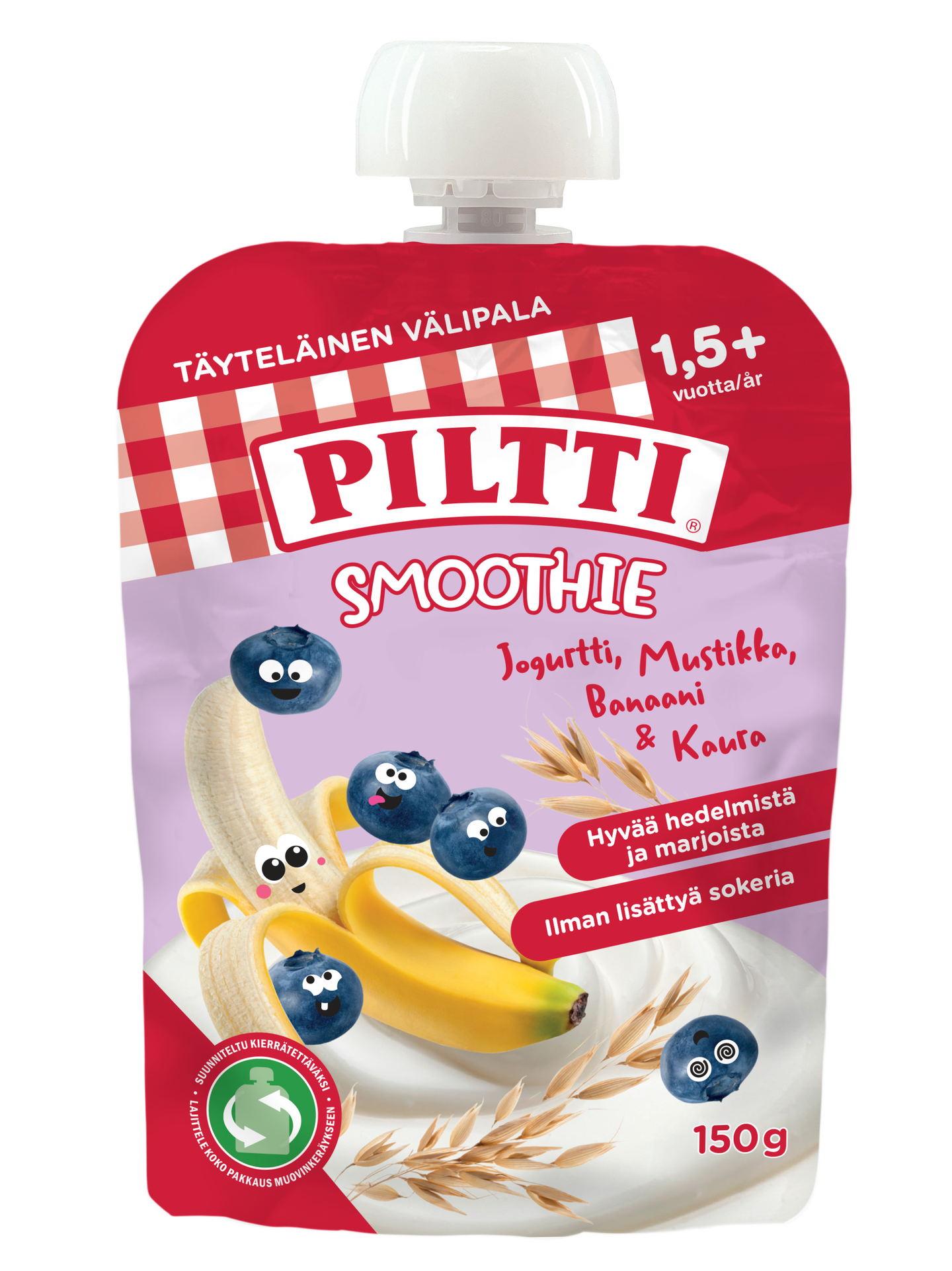 Piltti Smoothie Jogurtti, mustikka, banaani & kaura 1,5v+ 150g