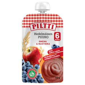 Piltti Hedelmäinen Puuro Omena & mustikka 110g 6kk