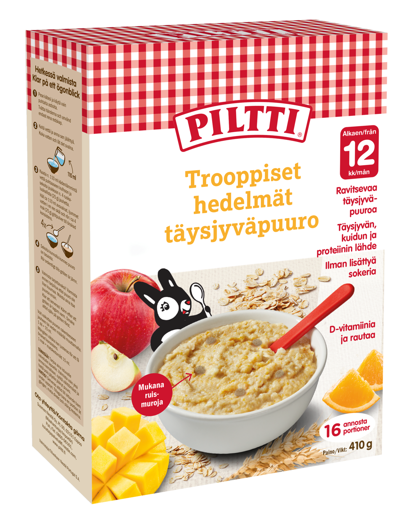 Piltti Trooppiset hedelmät täysjyväpuurojauhe 410g 1-3v
