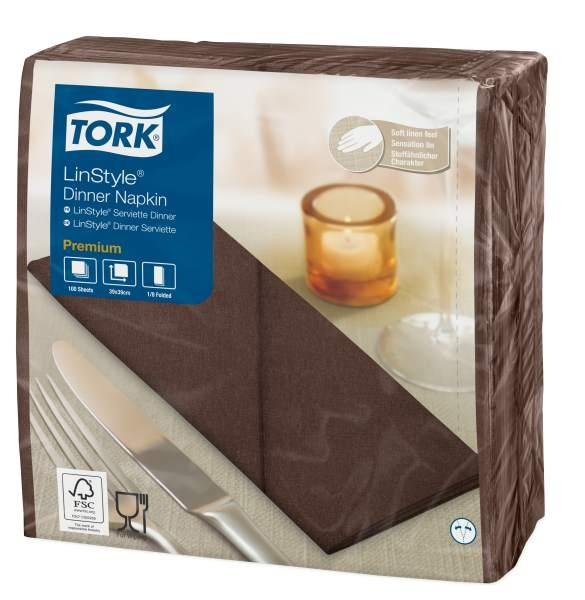 Tork Linstyle Dinner-lautasliina kaakao 50kpl/39cm 1/8taitto