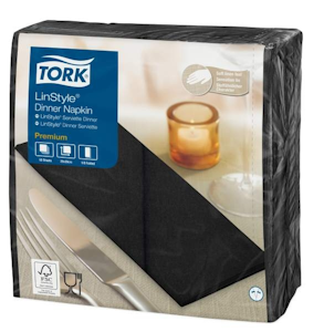 Tork Linstyle Dinner-lautasliina musta 50kpl/39cm 1/8taitto