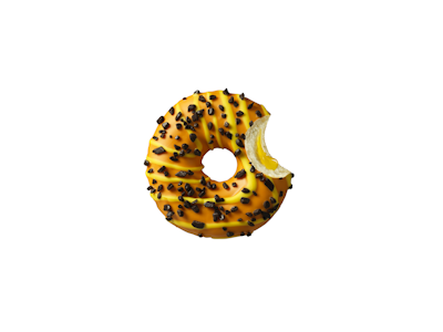 Donut Worry Be Happy donitsi passionhedelmätäyte suklaakuorrute 75 g