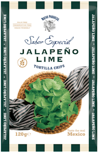 Nuevo Progreso Sabor Especial maissilastut 120g jalapeno-lime   jalapenon- ja limetinmakuiset maissi