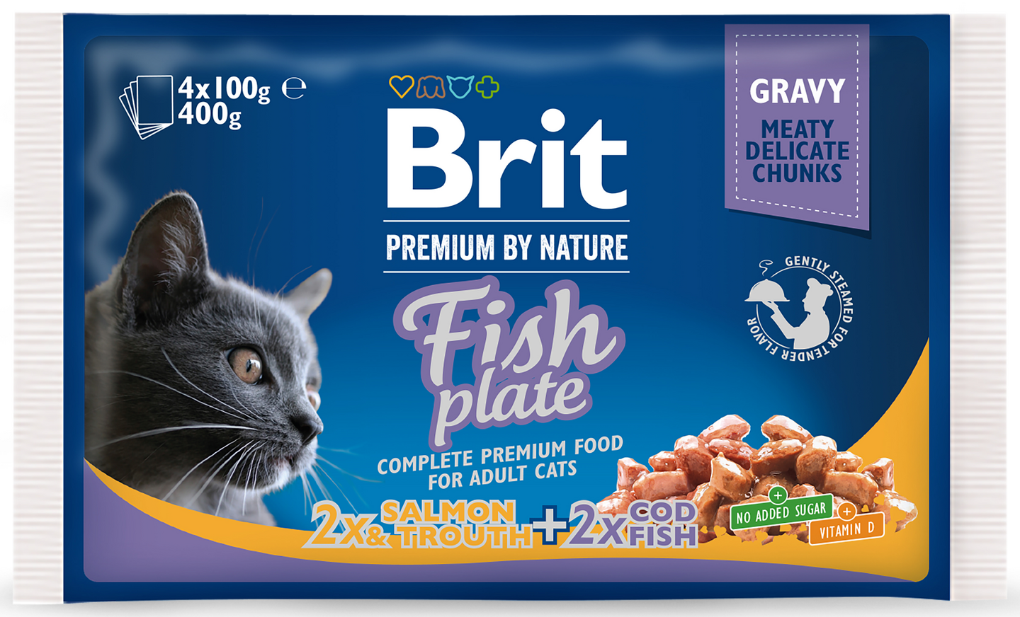 Brit Premium Cat paloja kastikeessa kala 4x100 g
