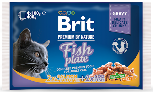 Brit Premium Cat paloja kastikeessa kala 4x100 g