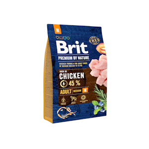 Brit Premium by Nature Adult M keskikokoisille aikuisille koirille 3kg