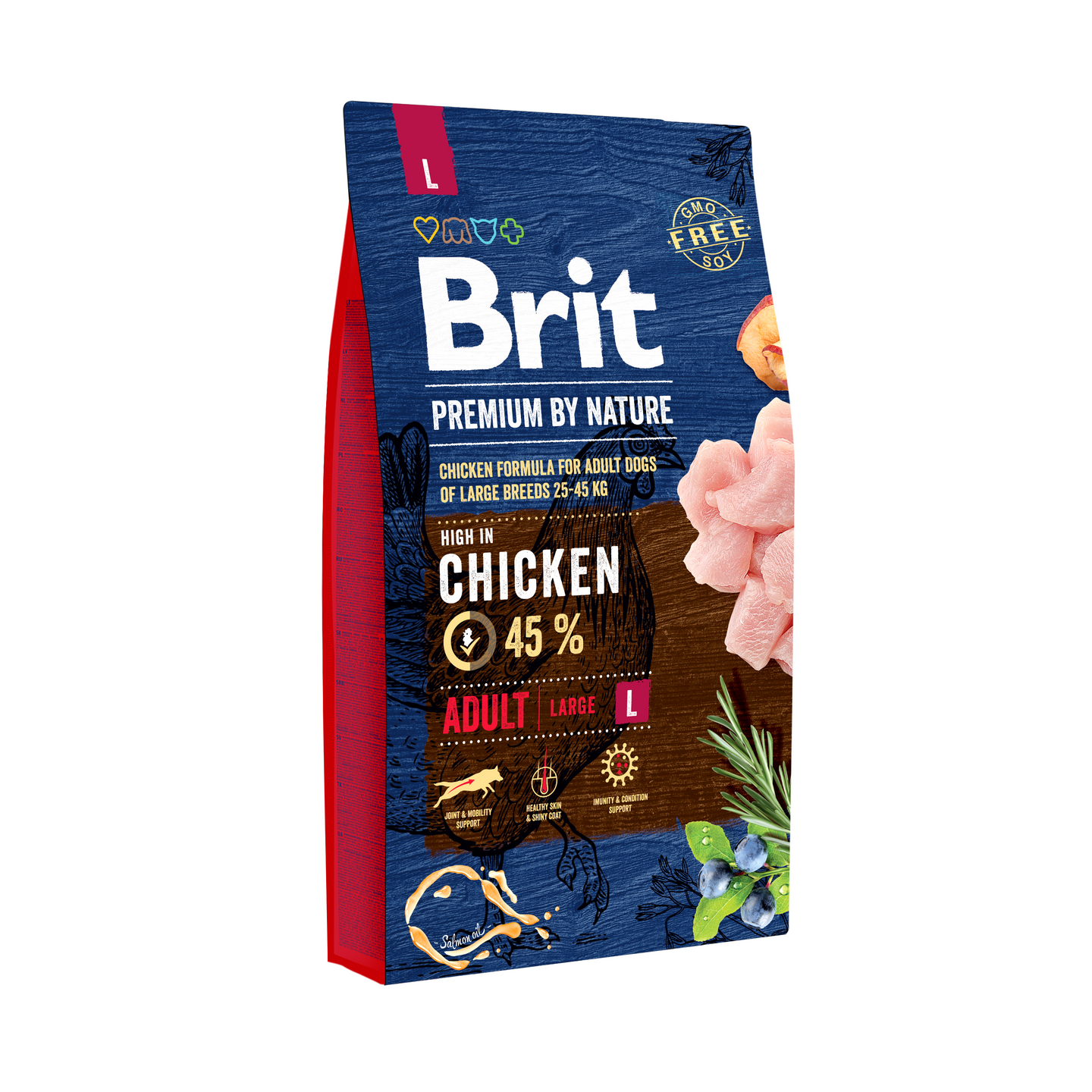 Brit Premium by Nature Adult L isojen rotujen aikuisille koirille 8 kg