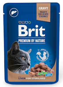 Brit Premium by Nature Maksaa kastikkeessa steriloiduille kissoille 100 g