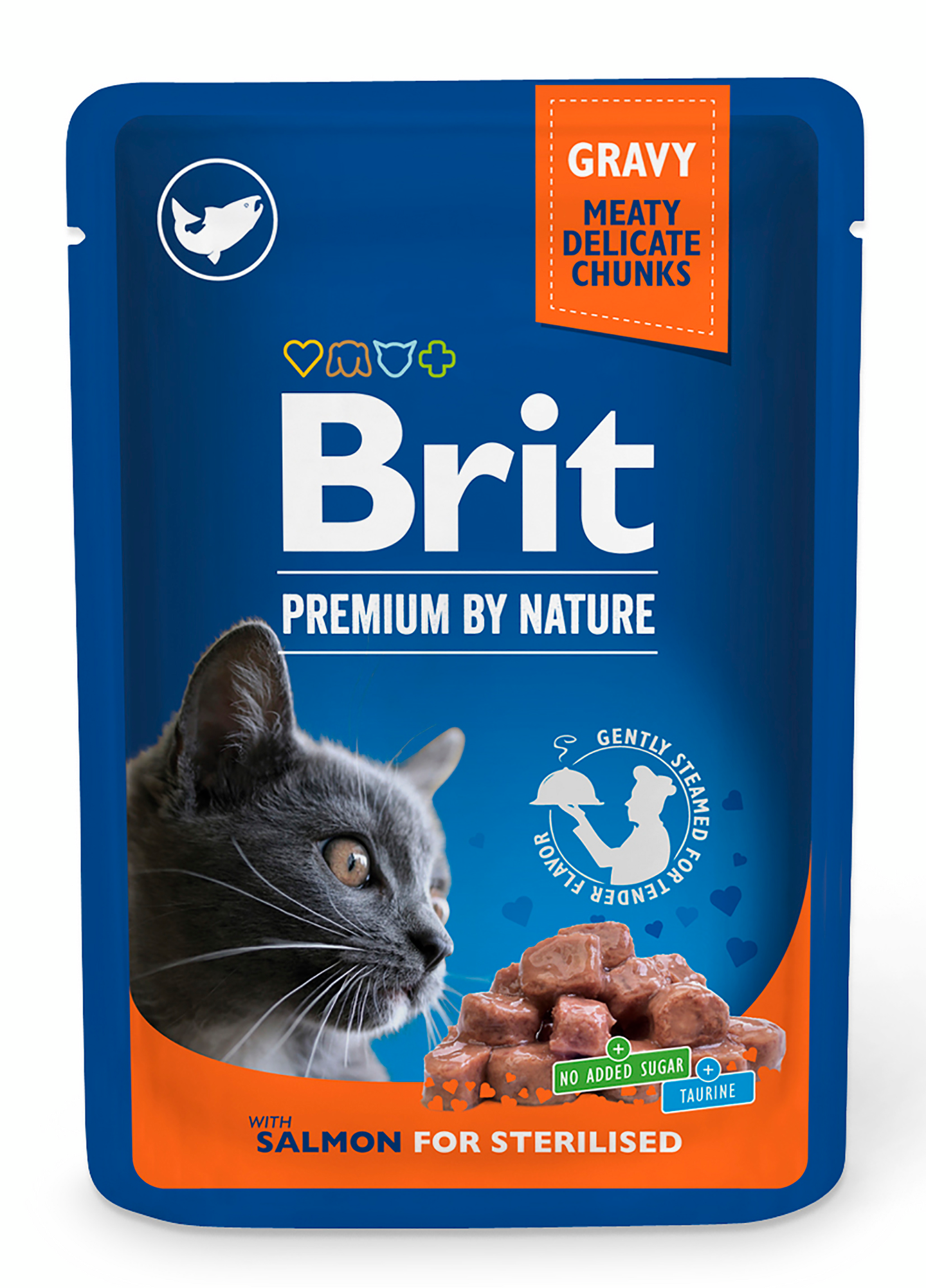 Brit Premium by Nature Lohta kastikkeessa steriloiduille kissoille 100 g