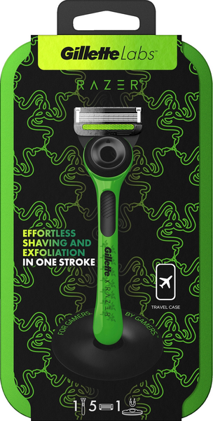 Gillette Labs Razer partahöylä ja 4 vaihtoterää matkakotelolla