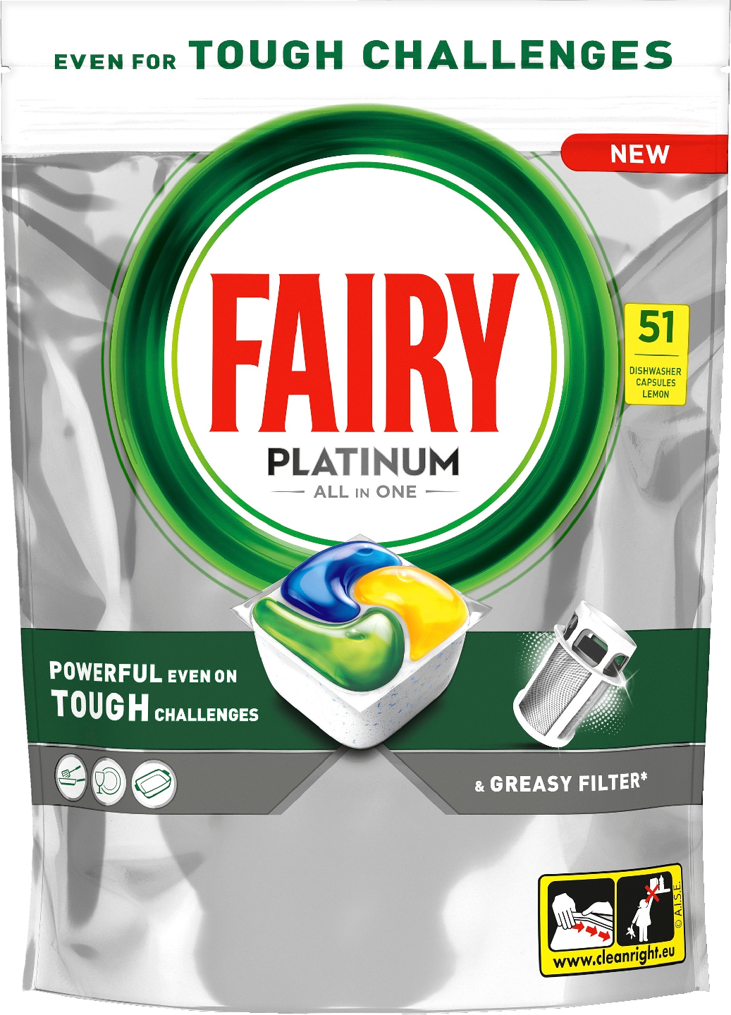 Fairy Platinum All in One Lemon 51kpl konetiskitabletti
