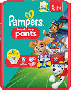 Pampers Baby Dry Nappy Pants S5 12-17kg 22kpl Paw Patrol housuvaippa