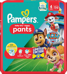 Pampers Baby Dry Nappy Pants S4 9-15kg 25kpl Paw Patrol housuvaippa