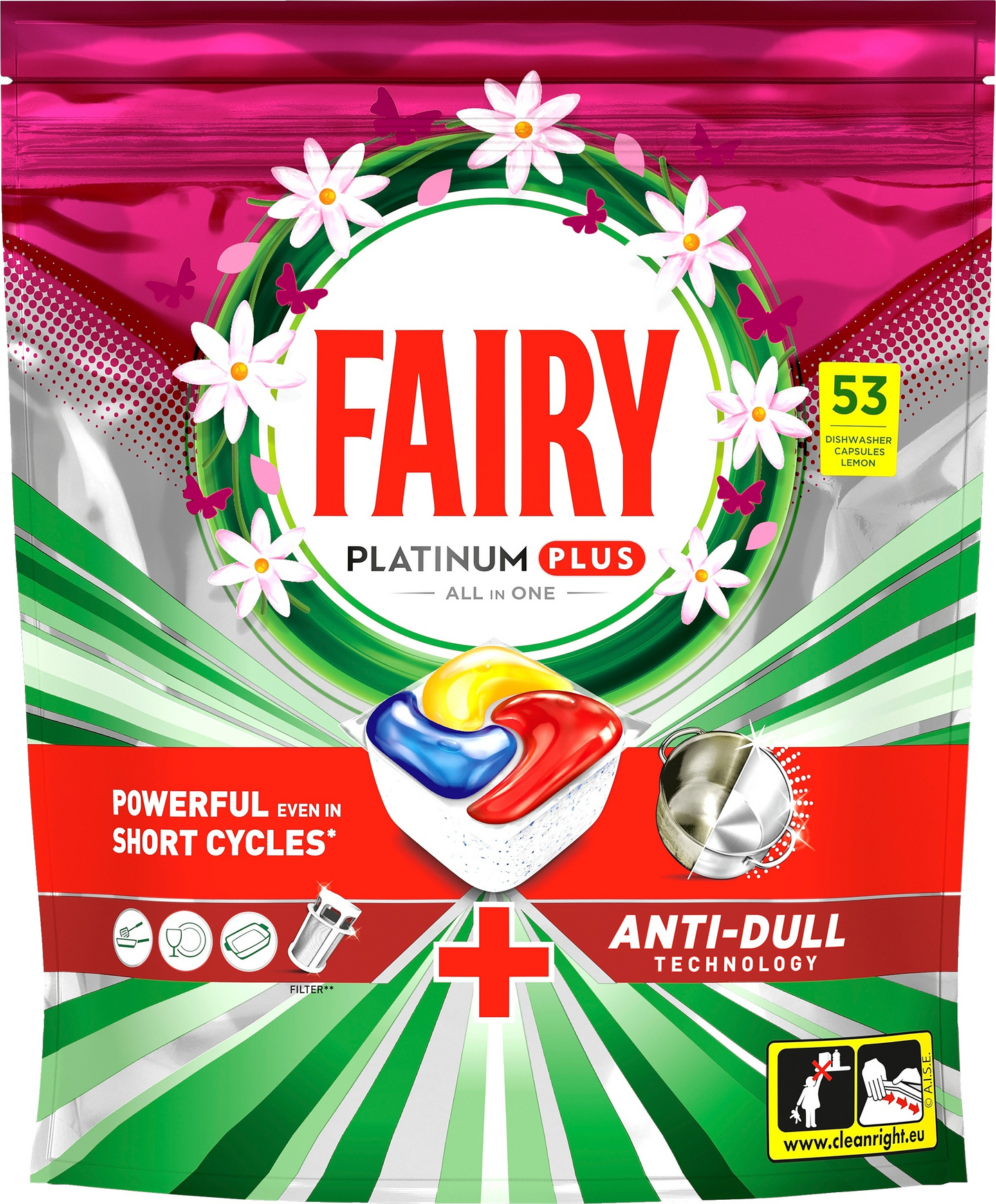 Fairy Platinum Plus All in One Anti-Dull Lemon Spring Edition 53kpl konetiskitabletti