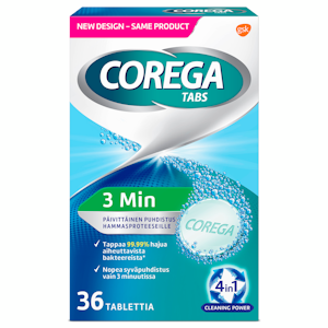 Corega Tabs hammasproteesin puhdistustabletti 36kpl 3 Min