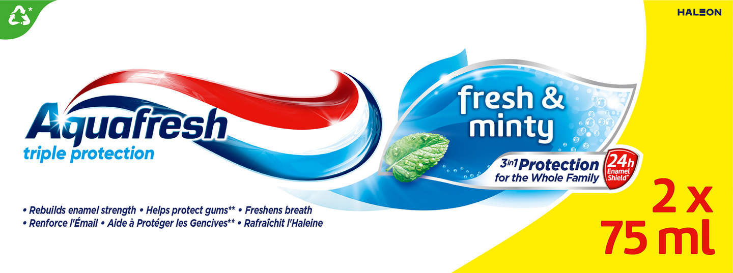 Aquafresh Fresh Mint hammastahna 2x75ml