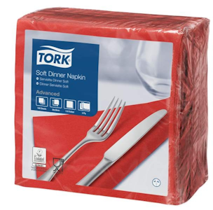 Tork Soft Dinner-lautasliina punainen 100kpl/39cm 1/4taitto