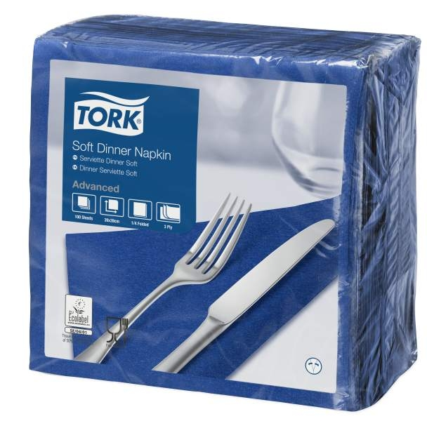 Tork Soft Dinner-lautasliina tummansininen 100kpl/39cm 1/4taitto