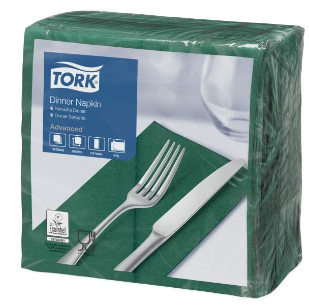 Tork Dinner-lautasliina tummanvihreä 150kpl/39cm 2krs 1/8taitto
