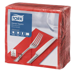 Tork Dinner-lautasliina punainen 150kpl/39cm 2krs 1/8taitto