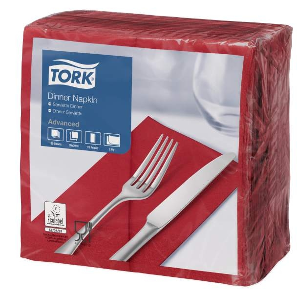 Tork Dinner-lautasliina viininpunainen 150kpl/39cm 2krs 1/8 taitto