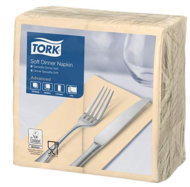 Tork Soft Dinner-lautasliina hiekka 100kpl/39cm 3kert 1/8taitto