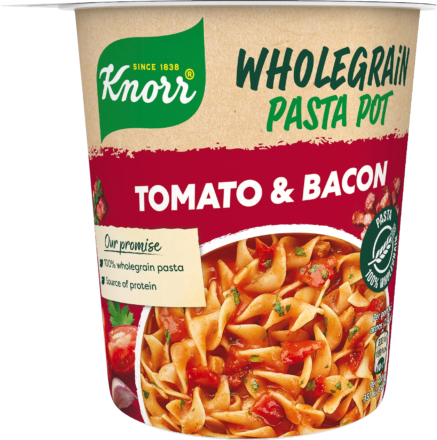 Knorr Snack Pot Wholegrain Tomato-Bacon 57g | K-Ruoka Verkkokauppa